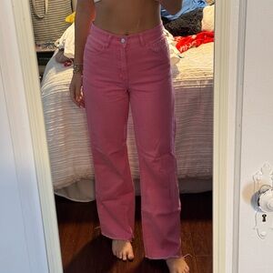 Pink High-Waisted Jeans